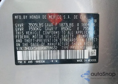 2019 Honda Fit Ex z USA, uszkodzony, nr VIN 3HGGK5H89KM714632